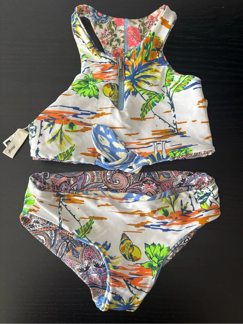 Maaji Girls Multi-Print Blue Floral & Paisley Bikini Set
